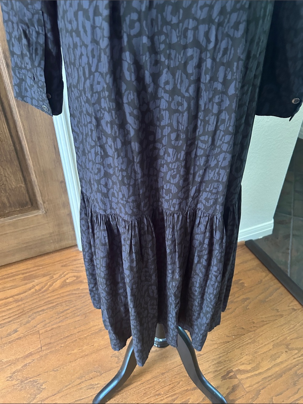 Rails Midi Dress Tiered Beatrice Charcoal Cheetah Grey Batik Size Small - Picture 11 of 15